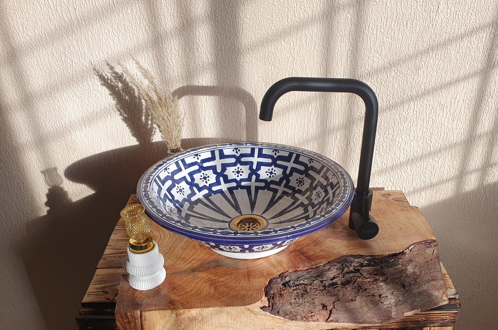 Blue Ceramic Bathroom Sink - Moroccan Bathroom Washbasin +Free Gifts