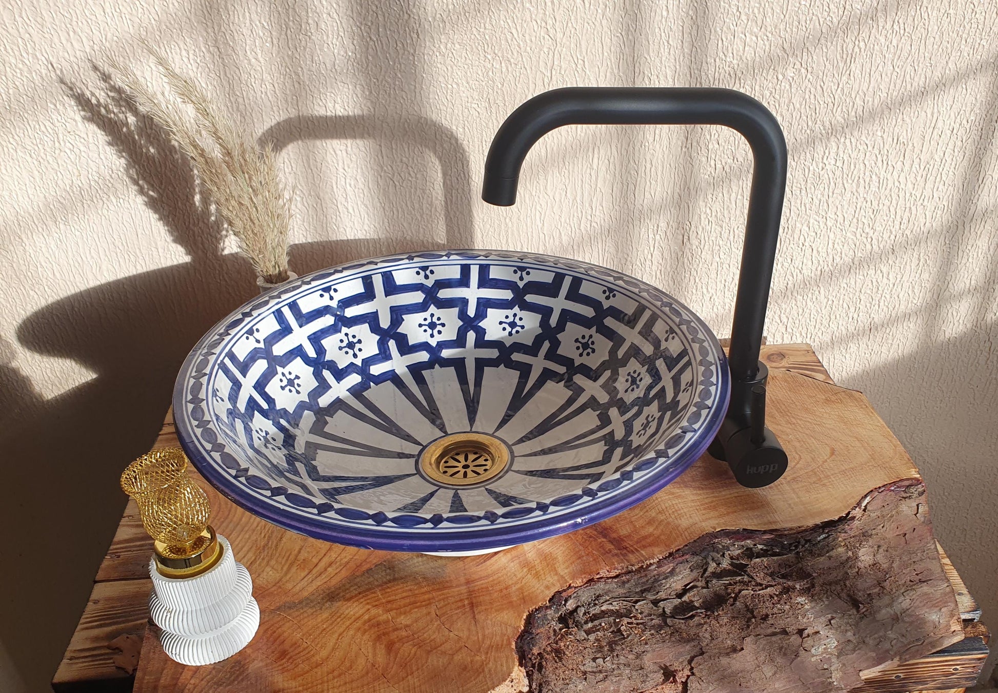 Blue Ceramic Bathroom Sink - Moroccan Bathroom Washbasin +Free Gifts