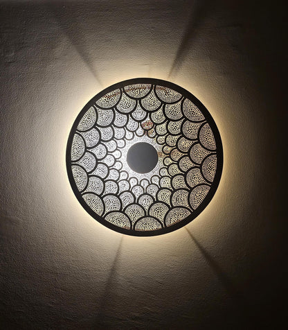 Moroccan round Brass Wall Sconce, Brass Wall Lamp