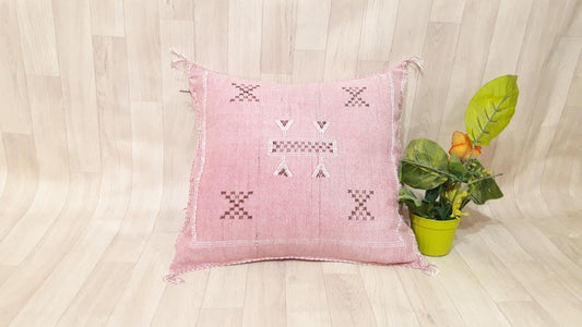 Cactus Silk Pillow, Moroccan Sabra Cushion, Handmade Cactus Silk Pillow, Berber Sabra Cushion, Pillow Throw, Moroccan Lumbar Sabra Cushion