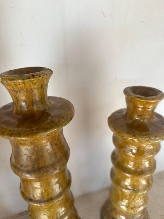 Yellow Tamegroute Candle Holder, Handmade Candle