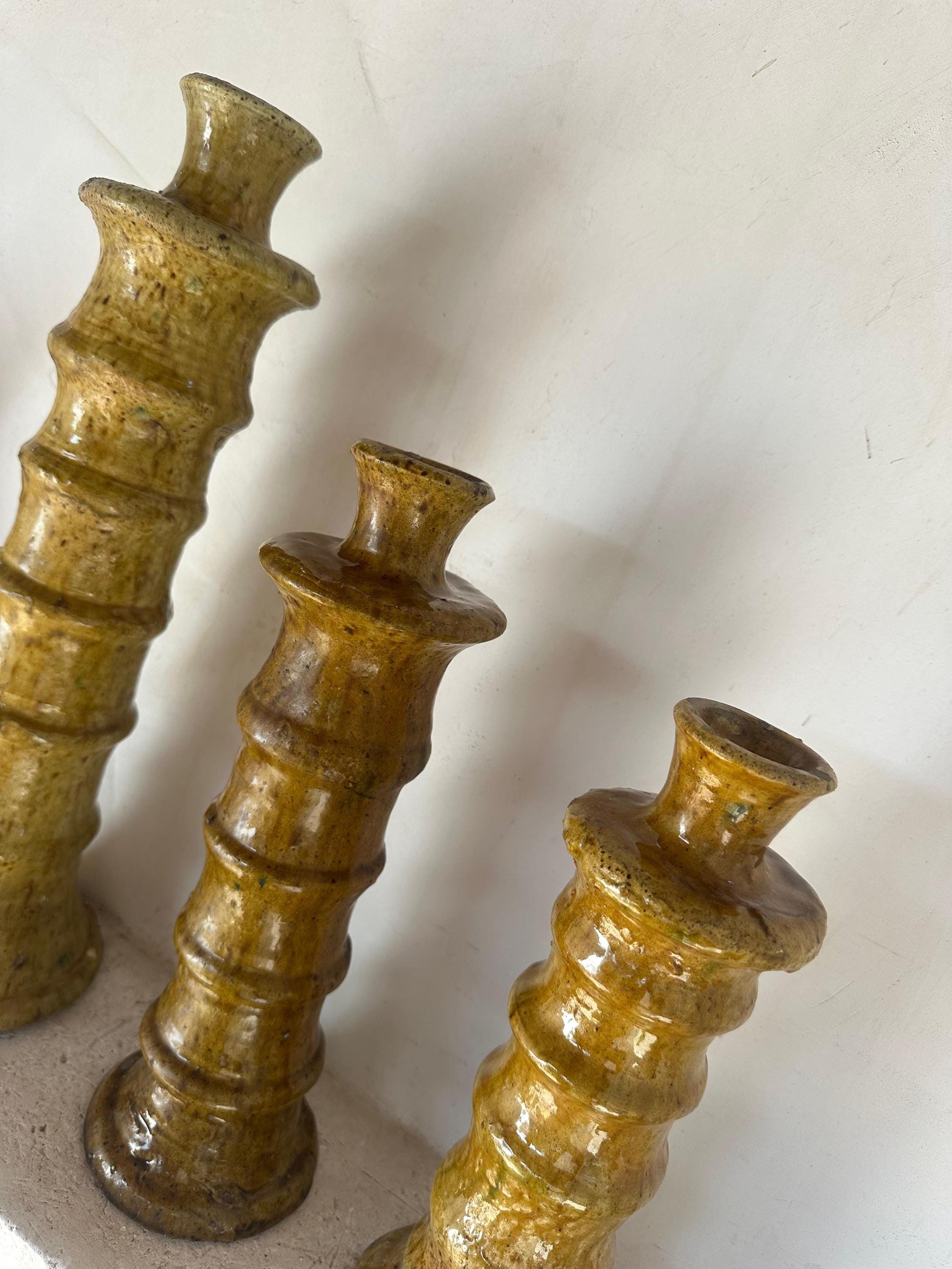 Yellow Tamegroute Candle Holder, Handmade Candle
