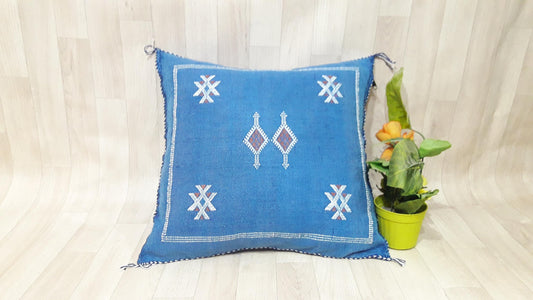Cactus Silk Pillow Cover,Moroccan Boho Throw Pillow,Hand Woven Berber Pillow,Decorative Sabra Cactus Silk Cushion Cover.Lumbar Pillow