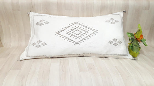 Cactus Silk Pillow Cover, Moroccan Boho Throw Pillow ,Hand Woven Berber Pillow, Sabra Cactus Silk Cushion Cover,Pillow,Cushion