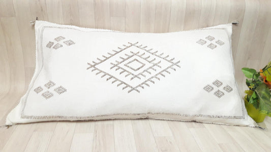 Cactus Silk Pillow Cover, Moroccan Boho Throw Pillow ,Hand Woven Berber Pillow, Sabra Cactus Silk Cushion Cover,Pillow,Cushion