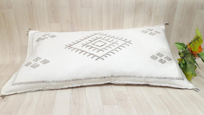 Cactus Silk Pillow Cover, Moroccan Boho Throw Pillow ,Hand Woven Berber Pillow, Sabra Cactus Silk Cushion Cover,Pillow,Cushion