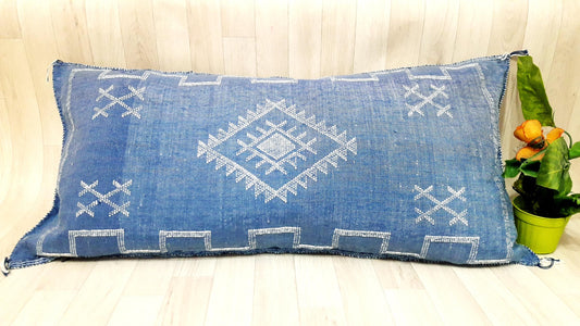 Cactus Silk Pillow Cover, Moroccan Boho Throw Pillow ,Hand Woven Berber Pillow, Sabra Cactus Silk Cushion Cover,Pillow,Cushion