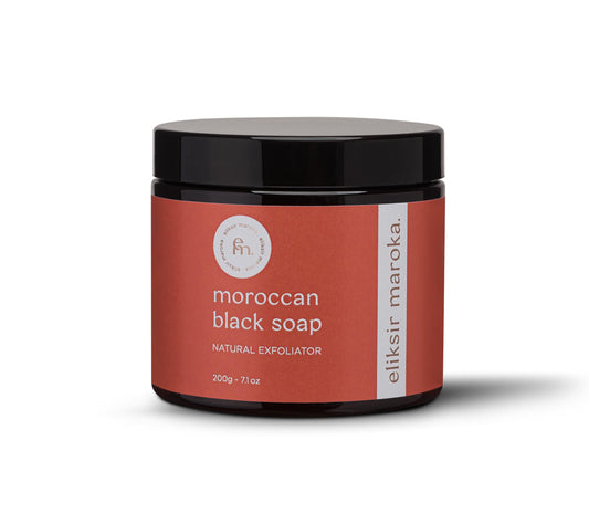 Authentic Moroccan Black Soap – Organic Soap Scrub for Body and Face – Exfoliating Savon Noir with Olive Oil and Eucalyptus