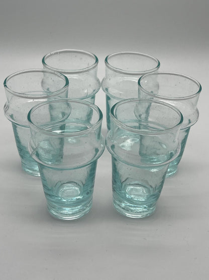 Handmade Moroccan Tea Glass, Set of 6 Beldi Glasses, Unique Kitchen Tea Cups, Clear Glass Mugs, High Quality Kitchen Accessories,