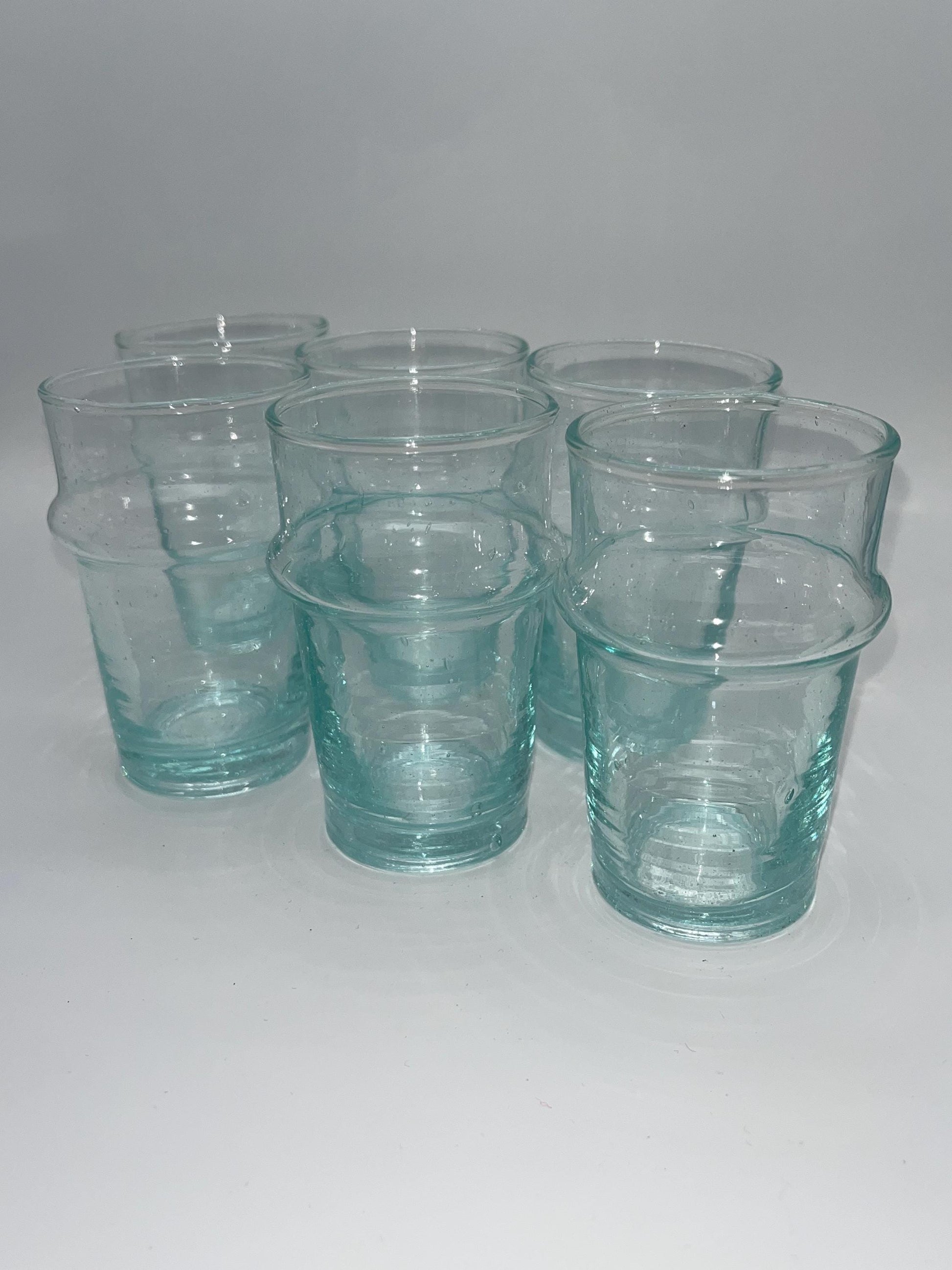 Handmade Moroccan Tea Glass, Set of 6 Beldi Glasses, Unique Kitchen Tea Cups, Clear Glass Mugs, High Quality Kitchen Accessories,