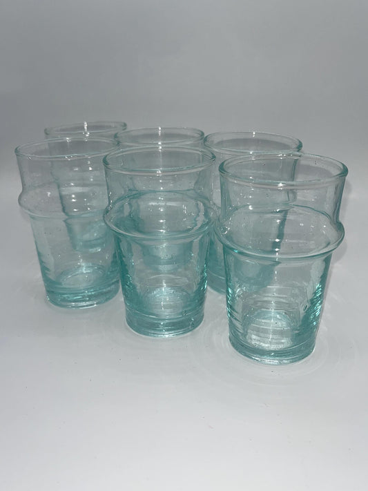 Handmade Moroccan Tea Glass, Set of 6 Beldi Glasses, Unique Kitchen Tea Cups, Clear Glass Mugs, High Quality Kitchen Accessories,