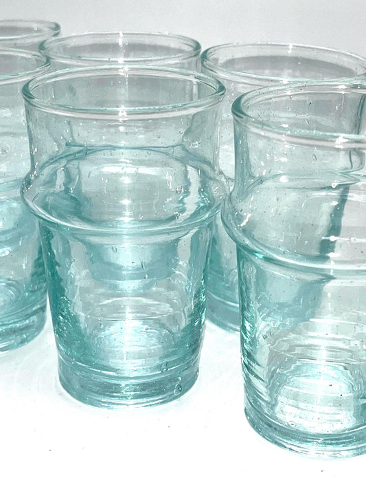 Handmade Moroccan Tea Glass, Set of 6 Beldi Glasses, Unique Kitchen Tea Cups, Clear Glass Mugs, High Quality Kitchen Accessories,