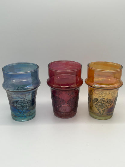 12 Colorful Moroccan Beldi Glasses, Handmade from Moroccan Craftsmanship