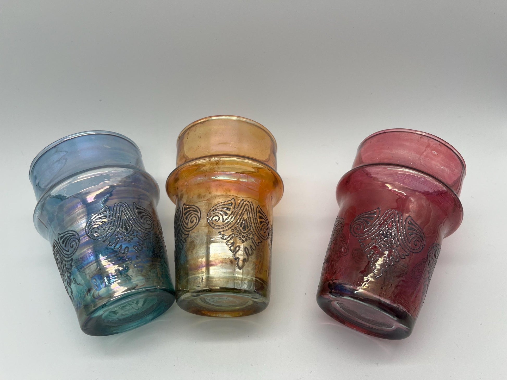12 Colorful Moroccan Beldi Glasses, Handmade from Moroccan Craftsmanship