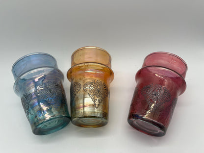 12 Colorful Moroccan Beldi Glasses, Handmade from Moroccan Craftsmanship
