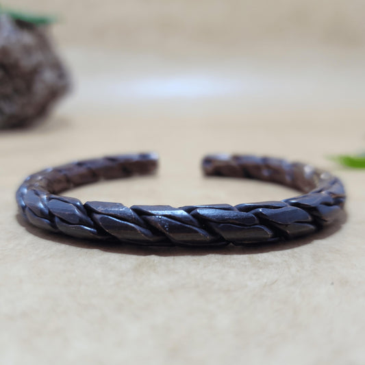 Heavy Oxidised Copper Bracelet – Thick Handforged Viking Bangle, Rugged Black Metal Cuff for Men, Adjustable Rustic Bracelet, Gift for Him