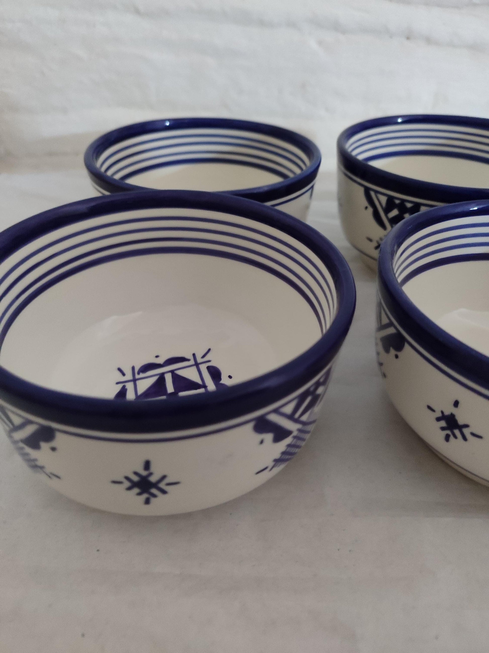 Set of Four Bowls, Moroccan Bowls, Handmade Ceramic Bowl, Clay Pottery Bowls, Dining Set, Pottery Soup Bowls, Matcha Kits Bamboo Whisk, Gift
