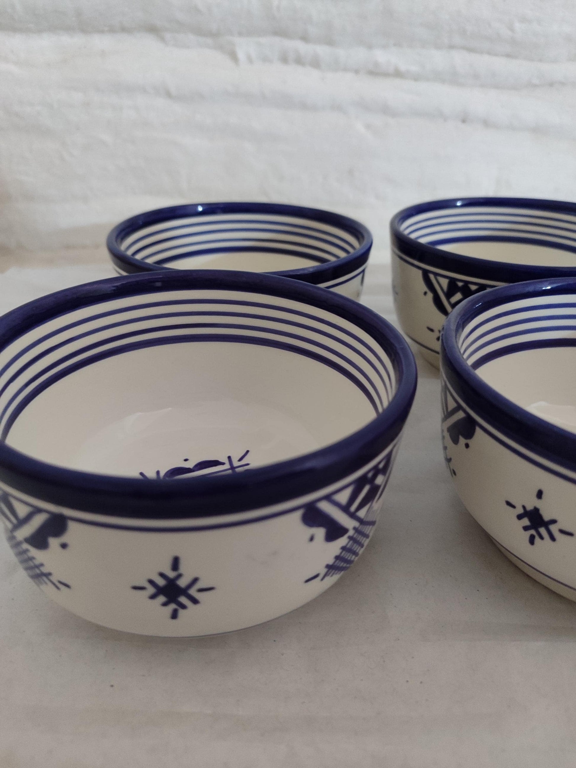 Set of Four Bowls, Moroccan Bowls, Handmade Ceramic Bowl, Clay Pottery Bowls, Dining Set, Pottery Soup Bowls, Matcha Kits Bamboo Whisk, Gift