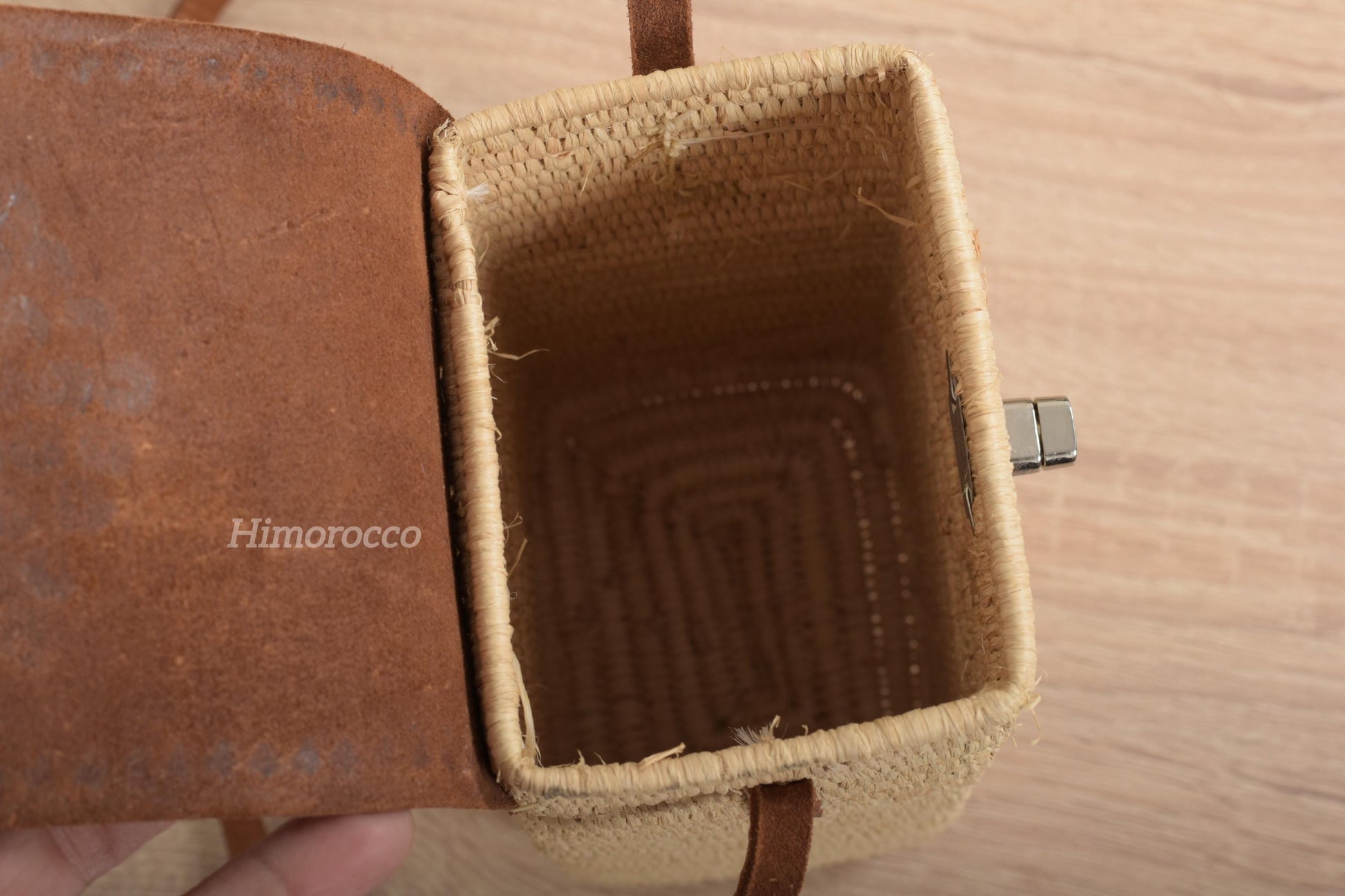 Woven Straw Bag with Leather Strap - Straw Crossbody Bag