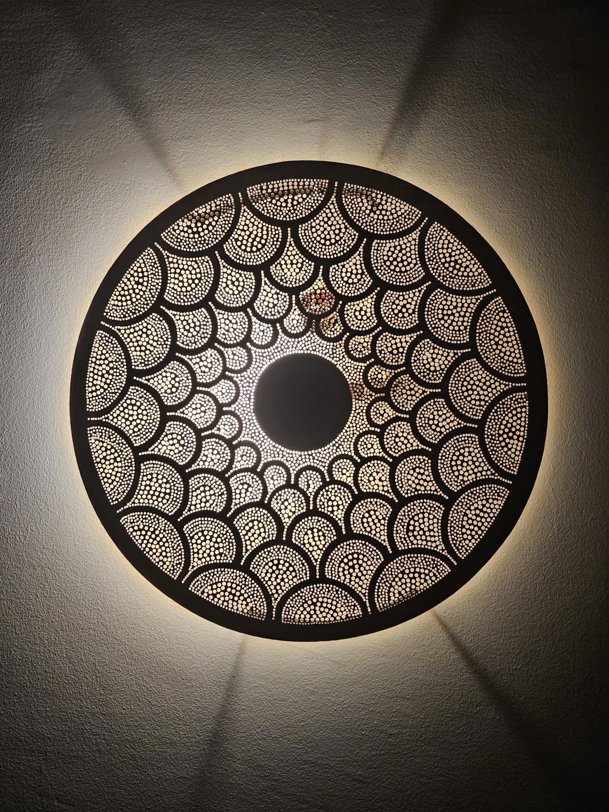 Moroccan round Brass Wall Sconce, Brass Wall Lamp