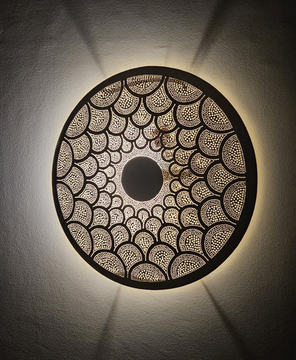 Moroccan round Brass Wall Sconce, Brass Wall Lamp