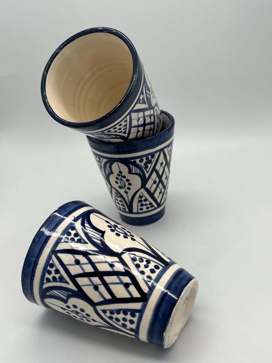 Moroccan Beldi Mug, Handmade, Boho Ceramic Tea Mug from Morocco, Bluart