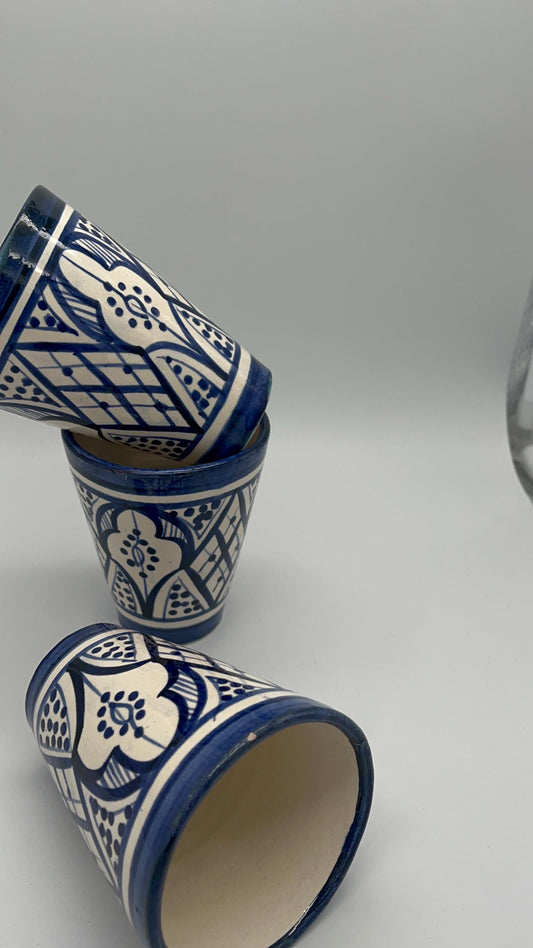 Moroccan Beldi Mug, Handmade, Boho Ceramic Tea Mug from Morocco, Bluart