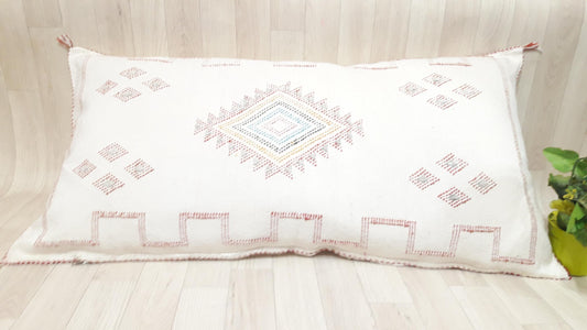 50% off Cactus Silk Pillow Cover, Moroccan Boho Throw Pillow ,Hand Woven Berber Pillow, Sabra Cactus Silk Cushion Cover,Pillow,Cushion
