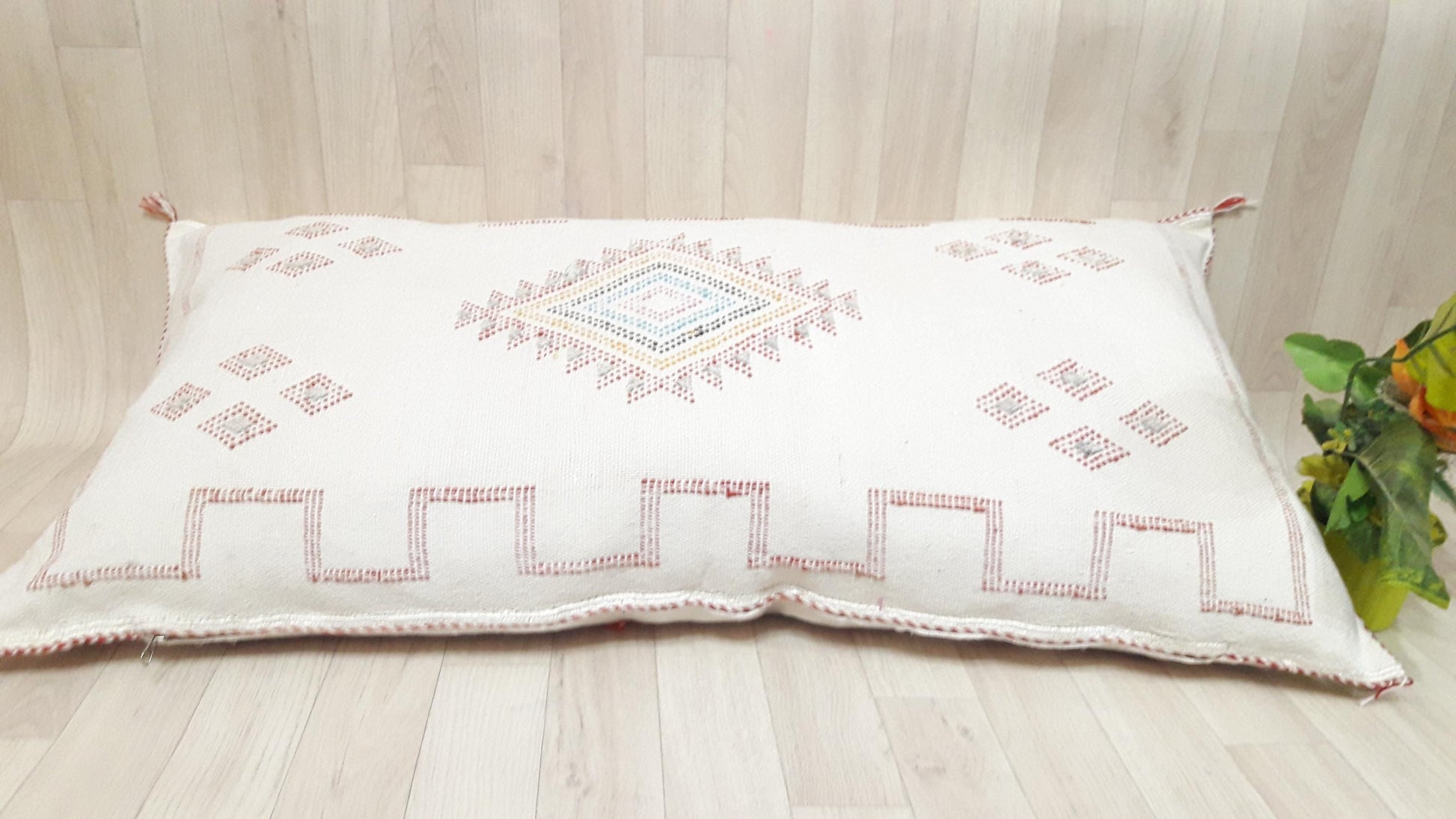 50% off Cactus Silk Pillow Cover, Moroccan Boho Throw Pillow ,Hand Woven Berber Pillow, Sabra Cactus Silk Cushion Cover,Pillow,Cushion