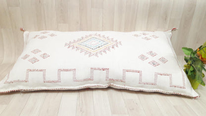 50% off Cactus Silk Pillow Cover, Moroccan Boho Throw Pillow ,Hand Woven Berber Pillow, Sabra Cactus Silk Cushion Cover,Pillow,Cushion