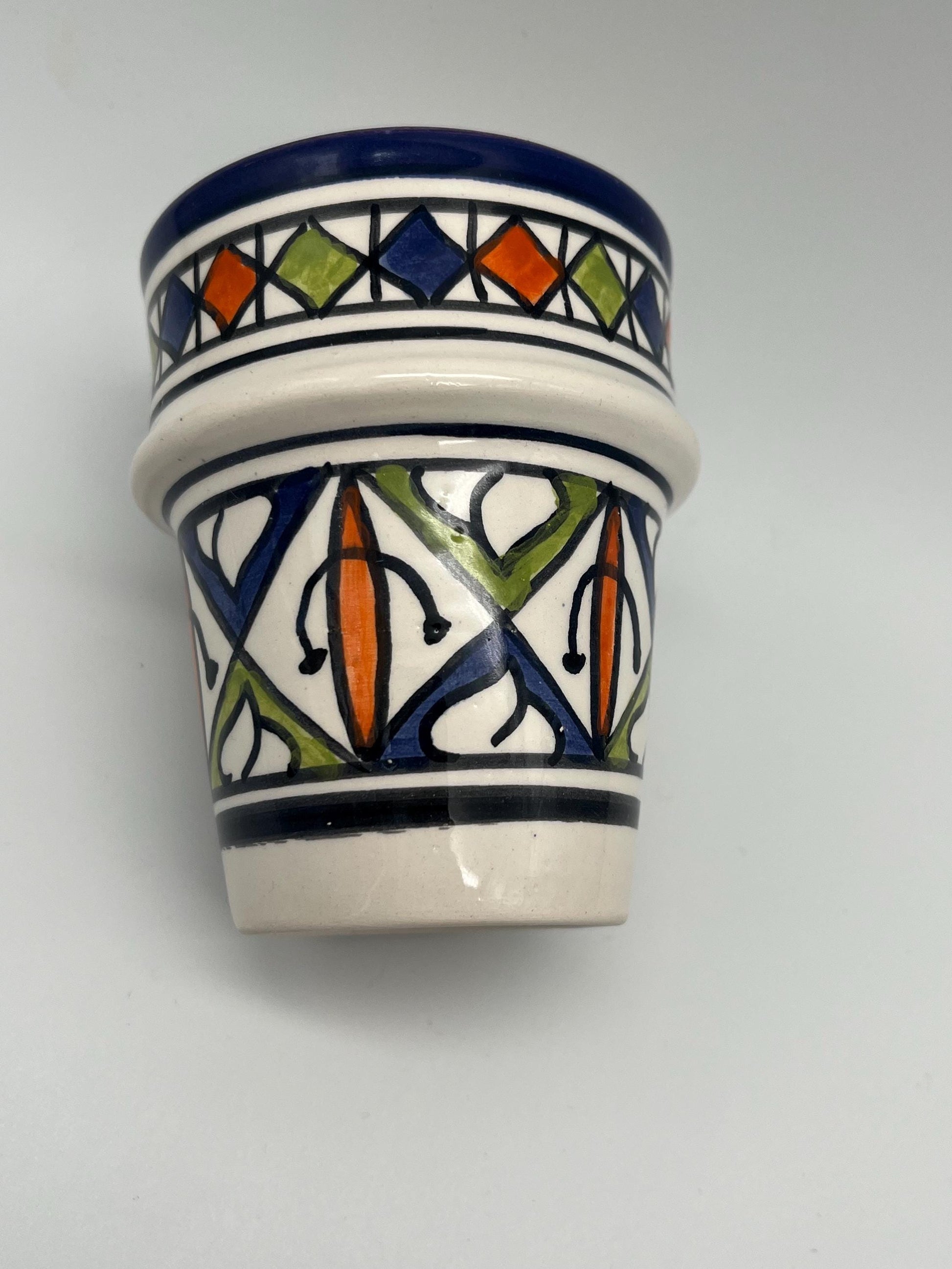Moroccan Beldi Mug, Handmade, Boho Ceramic Tea Mug from Morocco 8 Cm