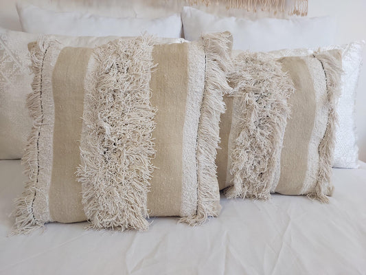 Set of Two Moroccan Handira Pillow, Wedding Blanket Pillow, Decorative Pillow, Vintage Berber Textile