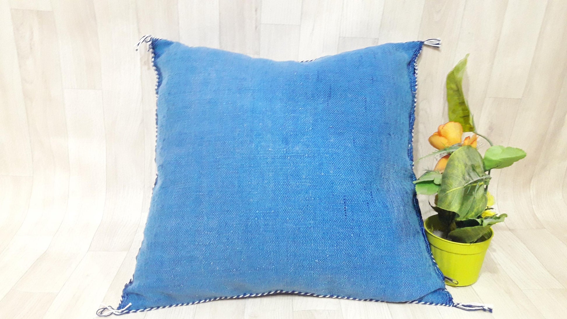 Cactus Silk Pillow Cover,Moroccan Boho Throw Pillow,Hand Woven Berber Pillow,Decorative Sabra Cactus Silk Cushion Cover.Lumbar Pillow
