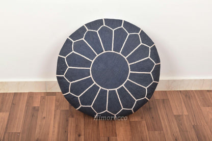 Stuffed Moroccan Denim Blue Jean Pouf