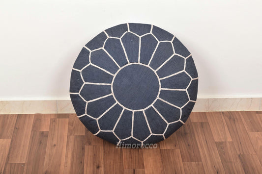 Stuffed Moroccan Denim Blue Jean Pouf