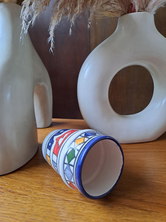 Handmade Moroccan Cup 9Cm/3.5In | Ceramic Tea & Coffee Cup | Small Berber Pottery Mug | Colorful Espresso Cup | Boho Kitchen Decor Gift