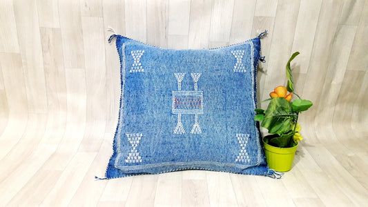 50% off Cactus Silk Pillow Cover, Moroccan Boho Throw Pillow ,Hand Woven Berber Pillow, Sabra Cactus Silk Cushion Cover,Pillow,Cushion