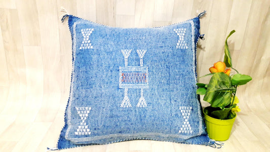 50% off Cactus Silk Pillow Cover, Moroccan Boho Throw Pillow ,Hand Woven Berber Pillow, Sabra Cactus Silk Cushion Cover,Pillow,Cushion