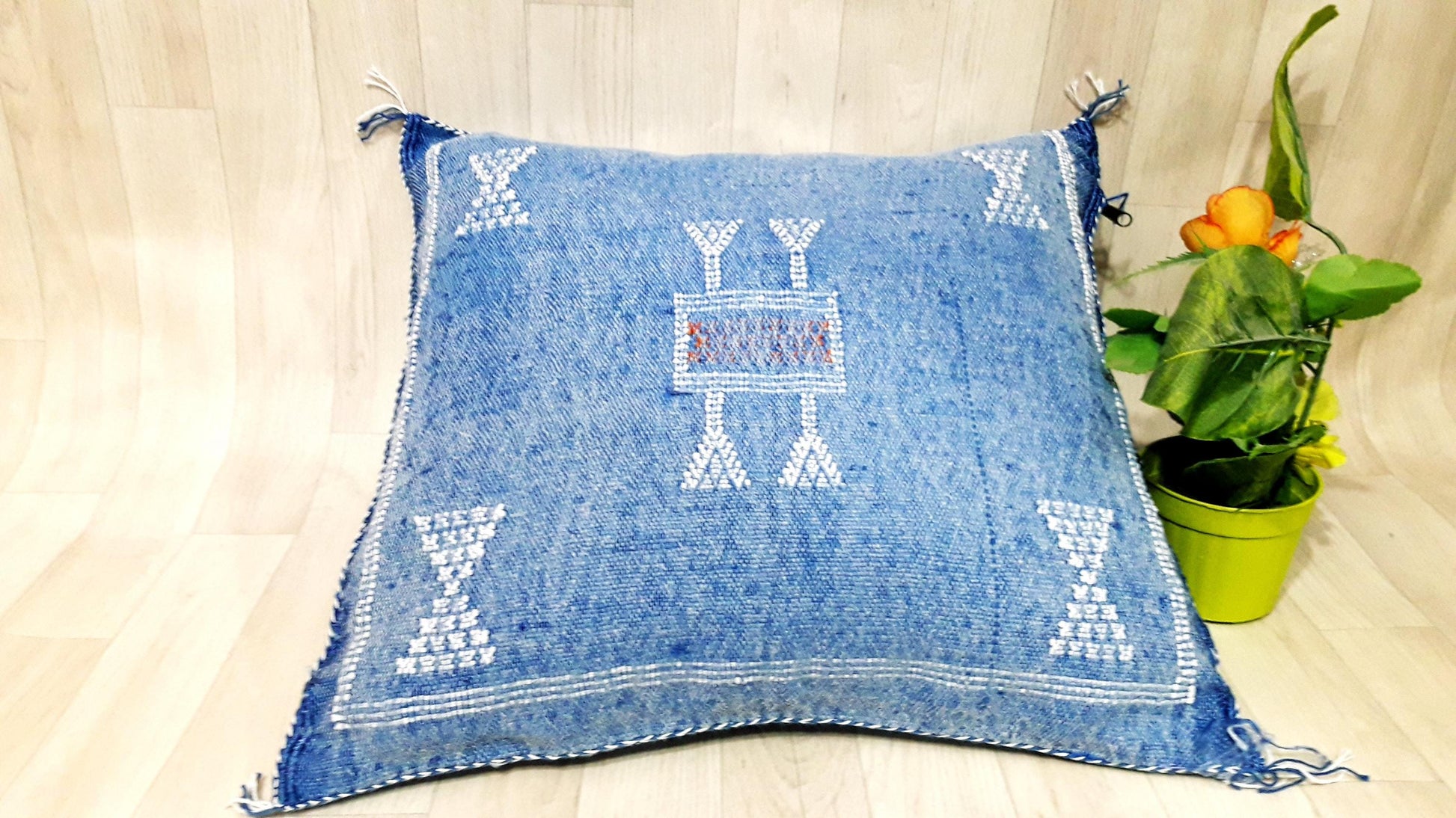 50% off Cactus Silk Pillow Cover, Moroccan Boho Throw Pillow ,Hand Woven Berber Pillow, Sabra Cactus Silk Cushion Cover,Pillow,Cushion