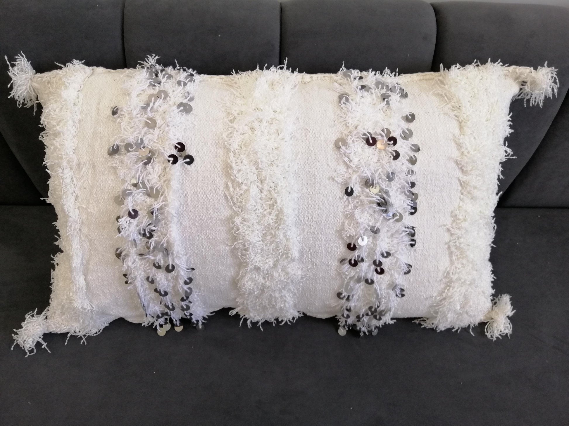 Gorgeous Moroccan Pillows Handmade Cushion Shaggy Berber Pillows Moroccan Sofa White Pillow
