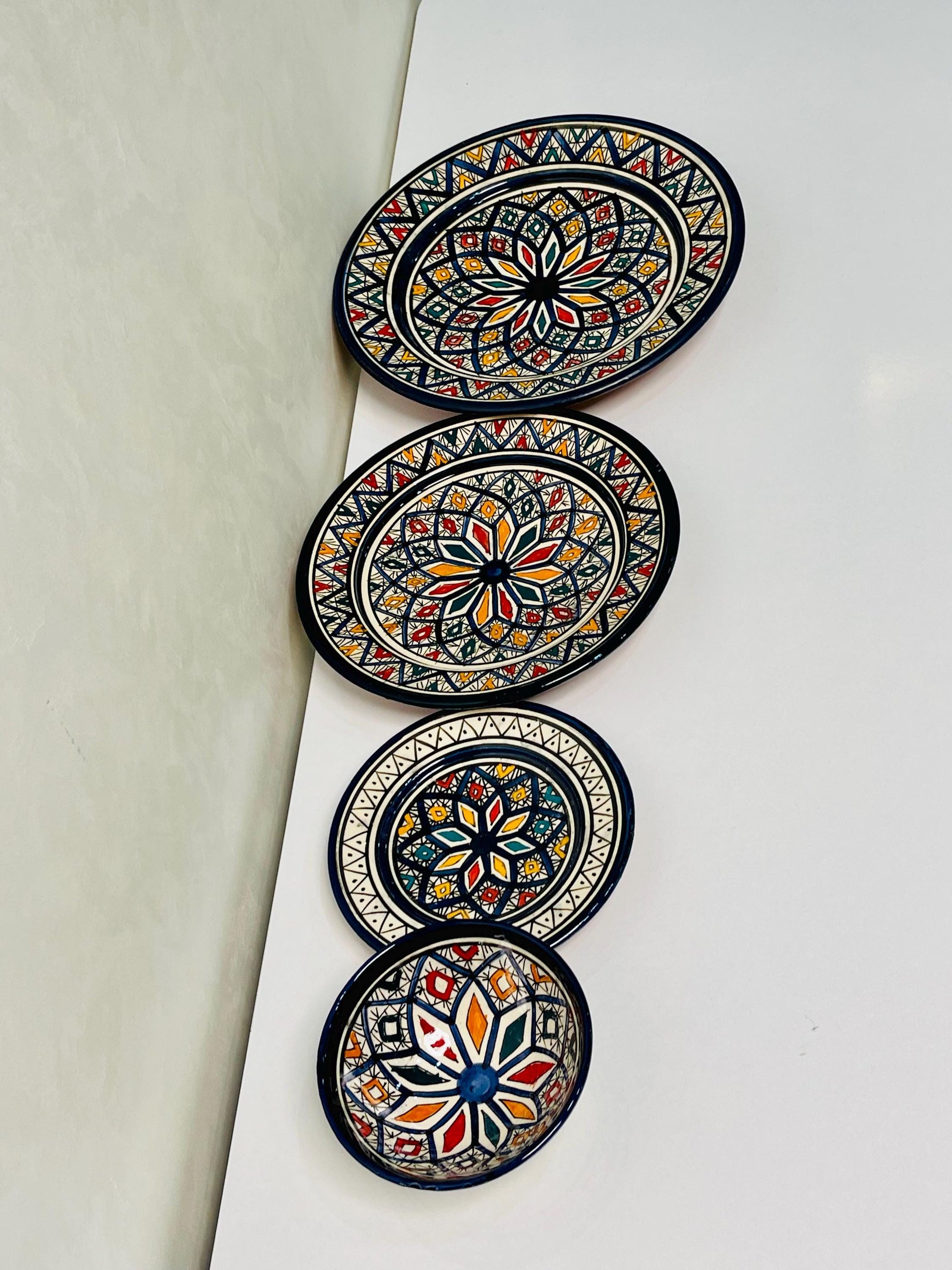 Authentic Moroccan Hand Painted Ceramic Dinnerware Set, Blue Handmade Serving Set, Tableware Collection, Dinnerware Set