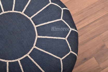 Stuffed Moroccan Denim Blue Jean Pouf