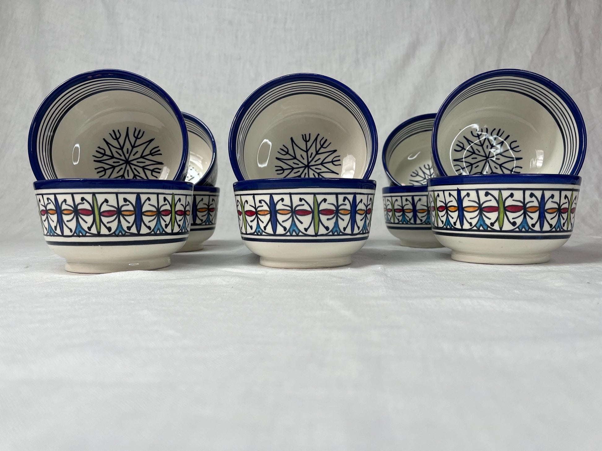 Beautiful Soup Bowl Made of Moroccan Ceramic Fes, White Clay, 13 Cm (Handmade)