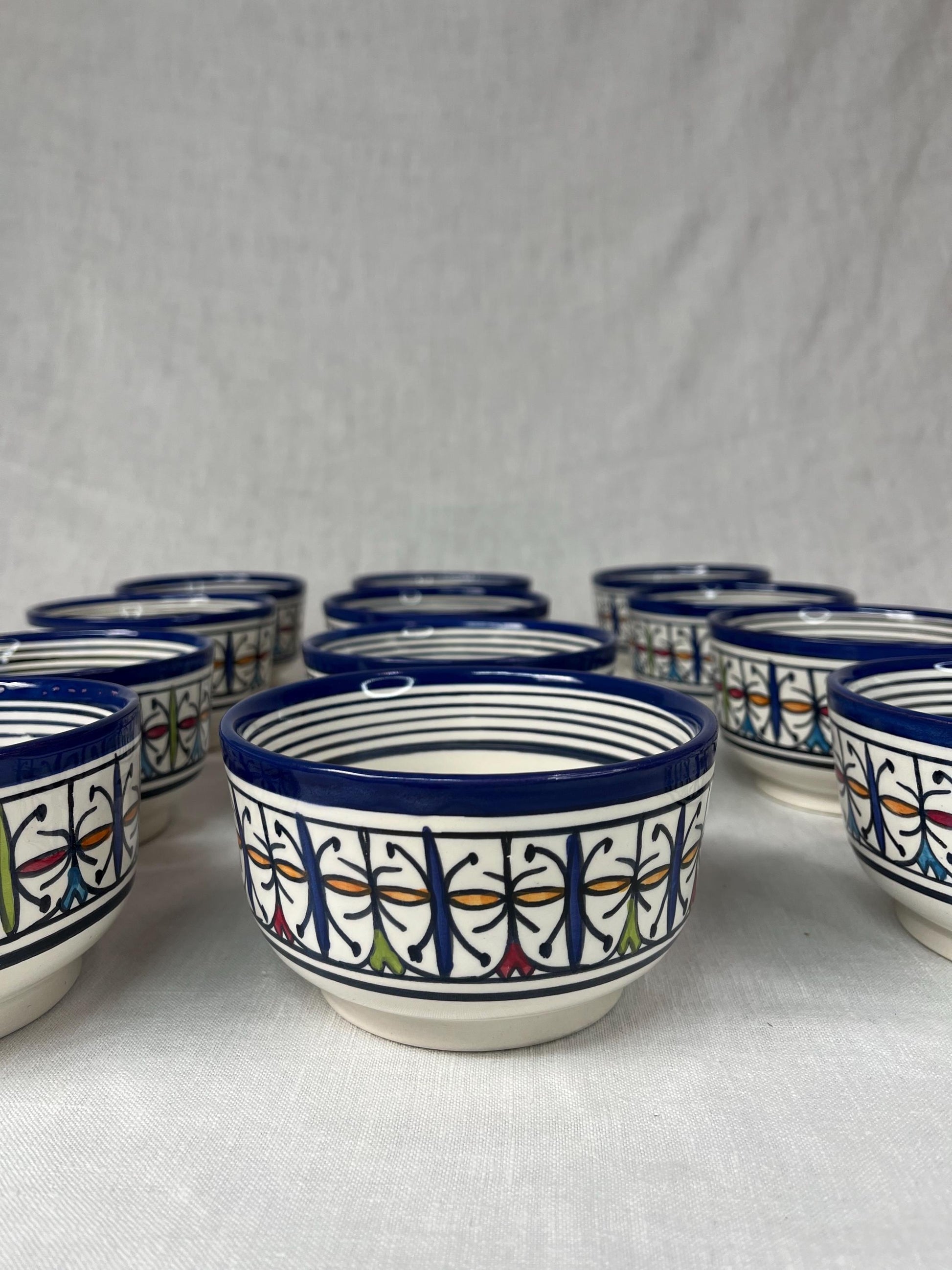 Beautiful Soup Bowl Made of Moroccan Ceramic Fes, White Clay, 13 Cm (Handmade)
