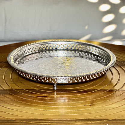 Authentic Moroccan Tea Tray Silver Handmade Teatray Traditional Moroccan Fes Mint Tea