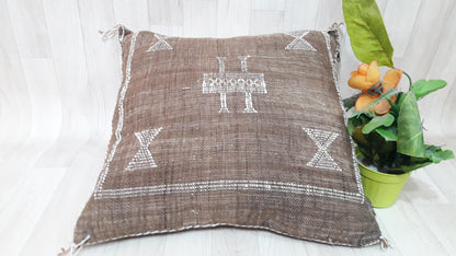 50% off Cactus Silk Pillow Cover, Moroccan Boho Throw Pillow ,Hand Woven Berber Pillow, Sabra Cactus Silk Cushion Cover,Pillow,Cushion