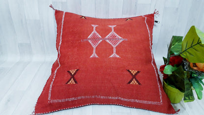 Red/Orange Cactus Silk Pillow Cover, Moroccan Sabra Cushion Cover , Boho Cushion, Sabra Cactus Silk Cushion,Home Decor