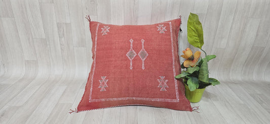 50% off Cactus Silk Pillow Cover, Moroccan Boho Throw Pillow ,Hand Woven Berber Pillow, Sabra Cactus Silk Cushion Cover,Pillow,Cushion