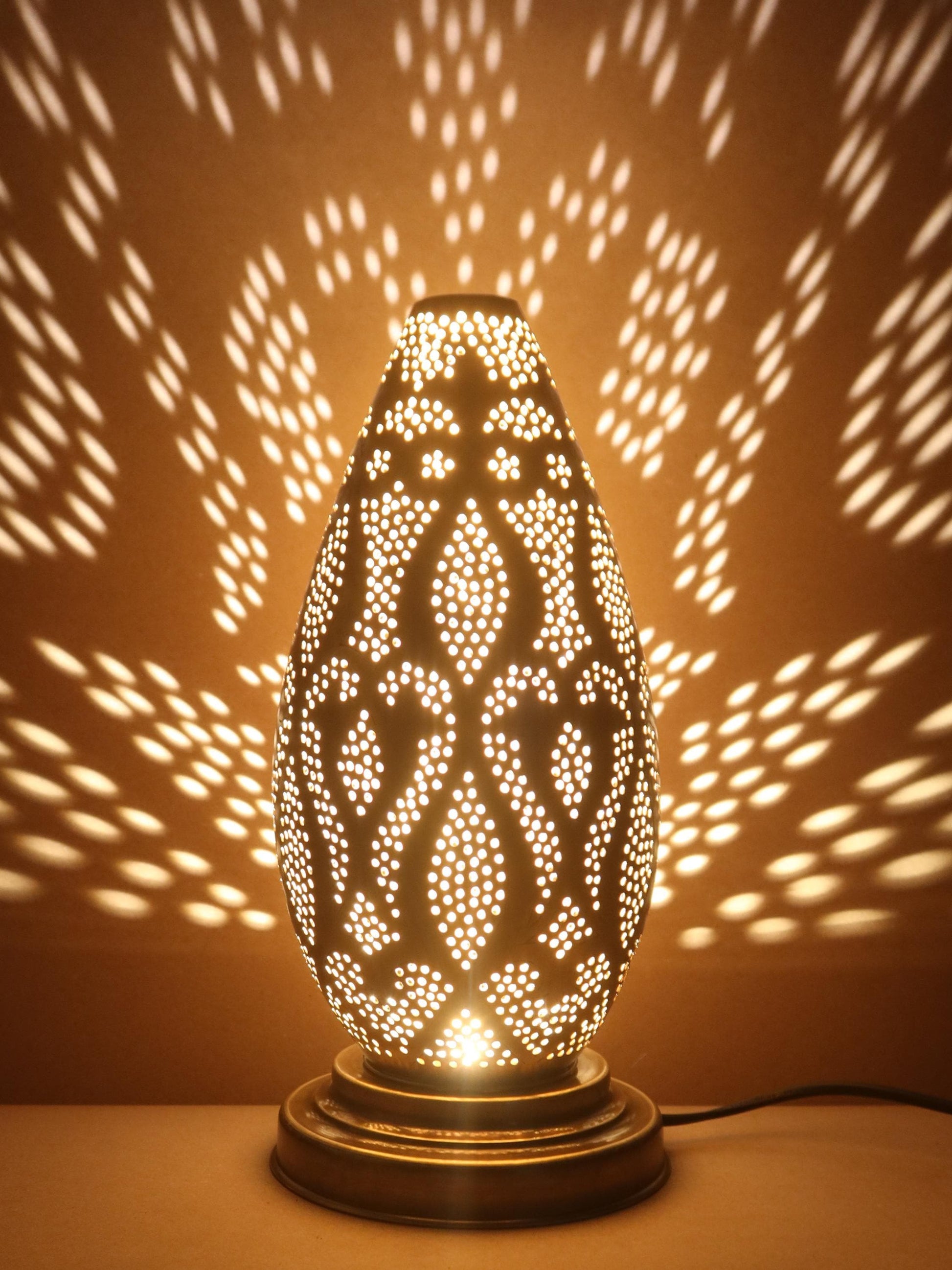 Unlacquered Brass Pierced Table Lamp Unique Design- Floor Lamp, Moroccan Lightingunique Moroccan Decor Light