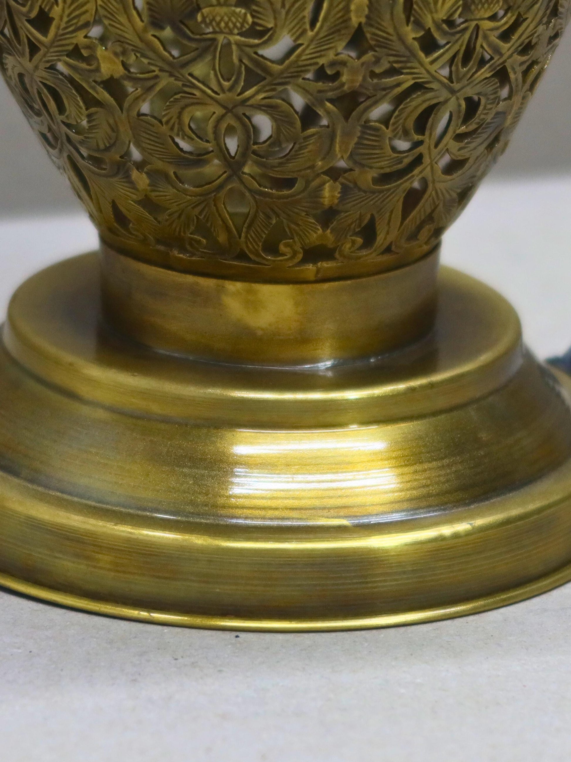 Unlacquered Brass Engraved Table Lamp - Floor Lamp, Moroccan Decor, Moroccan Lighting